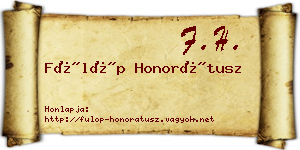 Fülöp Honorátusz névjegykártya